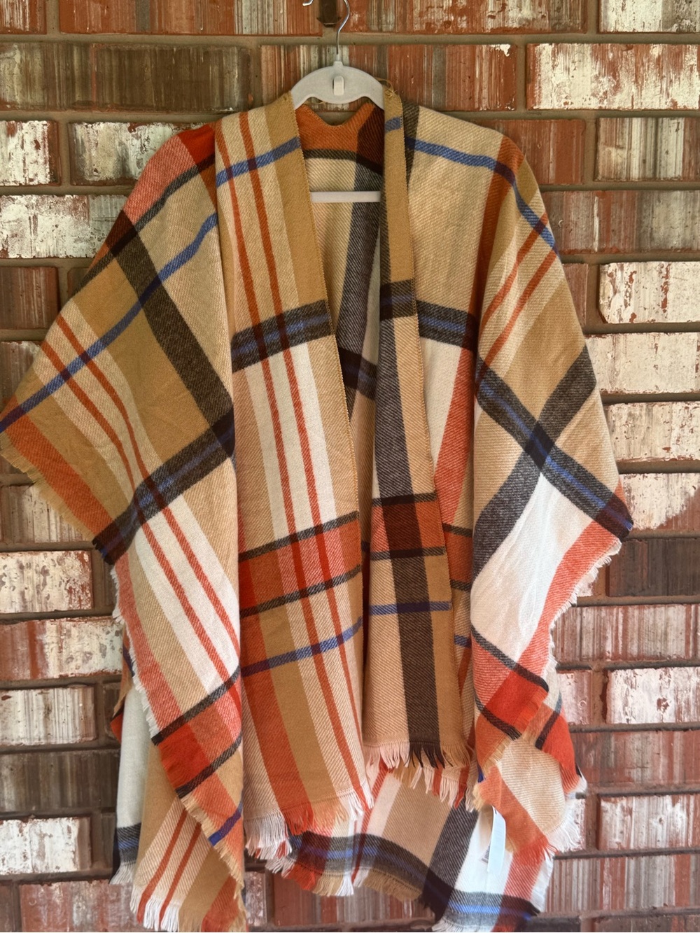 Old Navy Plaid Blanket Wrap Poncho Cape One Size
